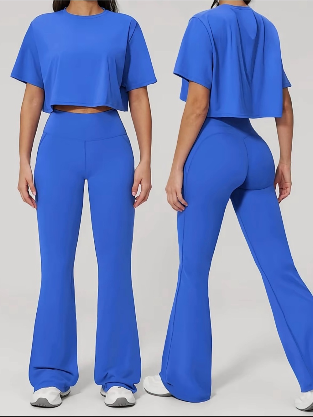 Blue Small Yoga Pants And Zip Crop Set NWOT